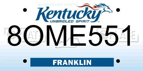8OME551 Kentucky License Plate