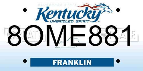 8OME881 Kentucky License Plate