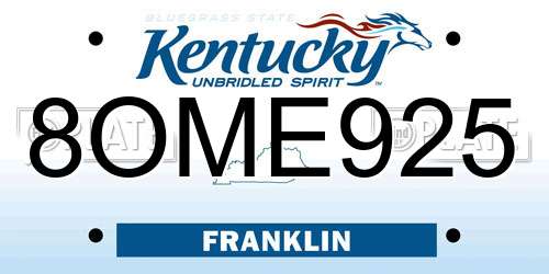 8OME925 Kentucky License Plate