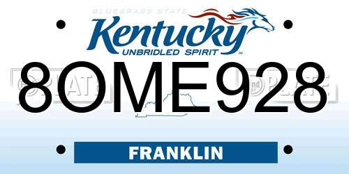 8OME928 Kentucky License Plate