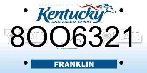 8OO6321 Kentucky License Plate