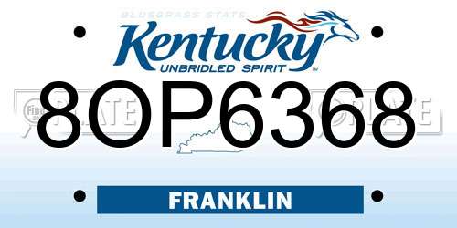 8OP6368 Kentucky License Plate