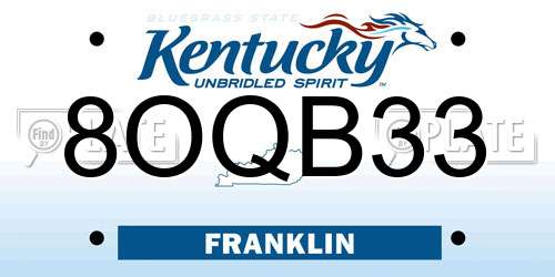 8OQB33 Kentucky License Plate