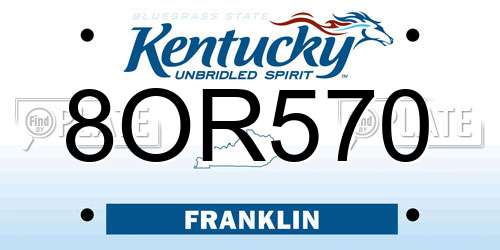 8OR570 Kentucky License Plate