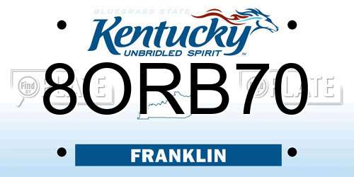 8ORB70 Kentucky License Plate