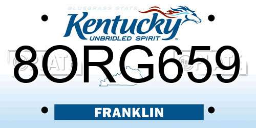 8ORG659 Kentucky License Plate