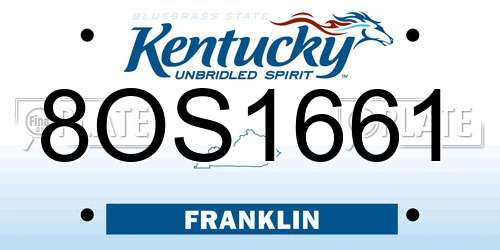 8OS1661 Kentucky License Plate