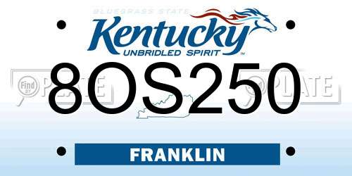 8OS250 Kentucky License Plate