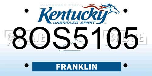 8OS5105 Kentucky License Plate
