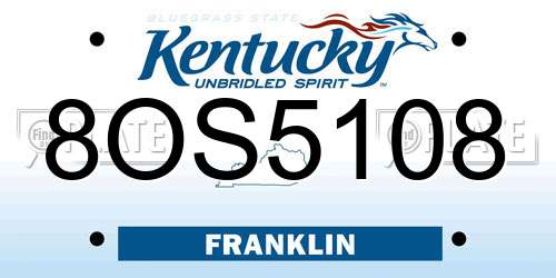 8OS5108 Kentucky License Plate