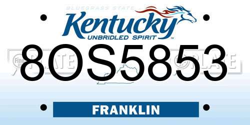 8OS5853 Kentucky License Plate