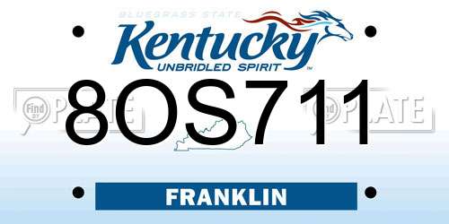 8OS711 Kentucky License Plate