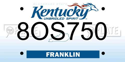 8OS750 Kentucky License Plate