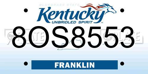 8OS8553 Kentucky License Plate