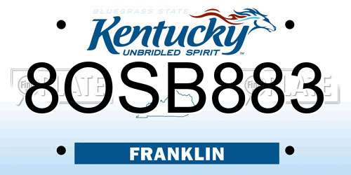 8OSB883 Kentucky License Plate