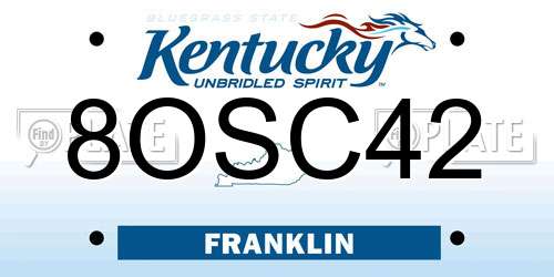 8OSC42 Kentucky License Plate