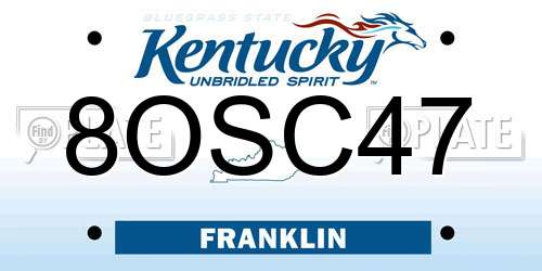 8OSC47 Kentucky License Plate