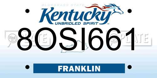 8OSI661 Kentucky License Plate