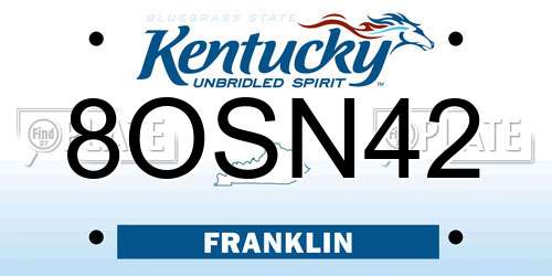 8OSN42 Kentucky License Plate