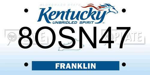 8OSN47 Kentucky License Plate