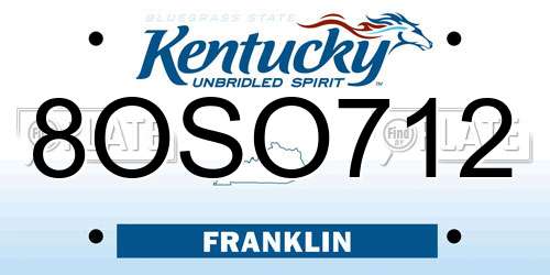 8OSO712 Kentucky License Plate