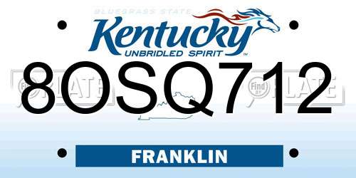 8OSQ712 Kentucky License Plate