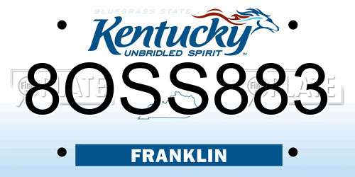 8OSS883 Kentucky License Plate