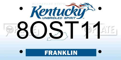 8OST11 Kentucky License Plate