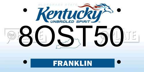 8OST50 Kentucky License Plate