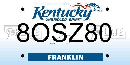8OSZ80 Kentucky License Plate
