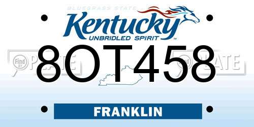 8OT458 Kentucky License Plate