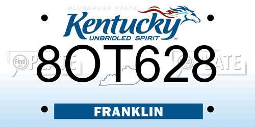 8OT628 Kentucky License Plate