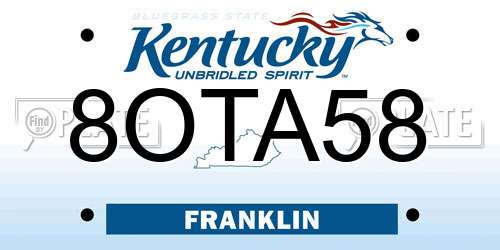 8OTA58 Kentucky License Plate
