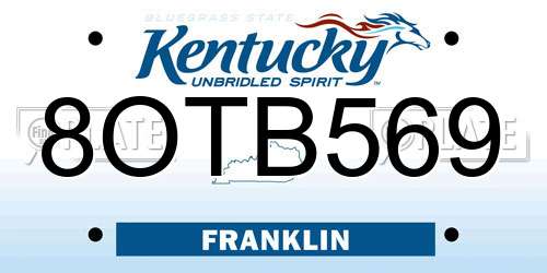 8OTB569 Kentucky License Plate