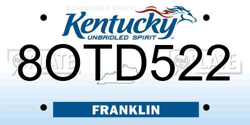 8OTD522 Kentucky License Plate
