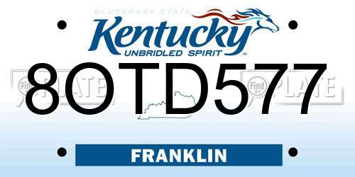 8OTD577 Kentucky License Plate