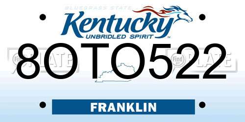 8OTO522 Kentucky License Plate