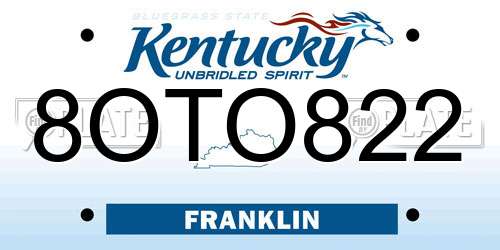 8OTO822 Kentucky License Plate