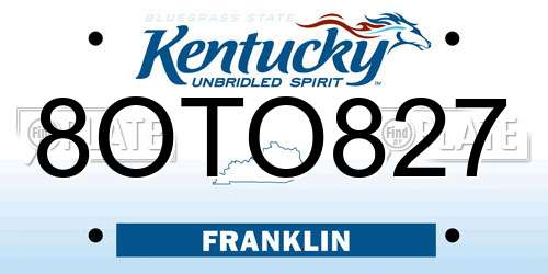 8OTO827 Kentucky License Plate