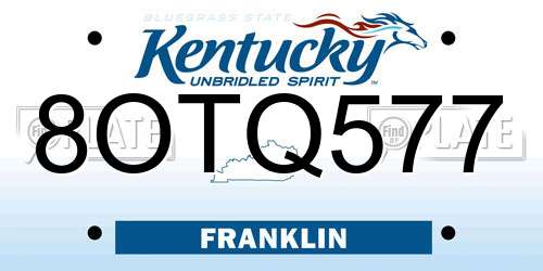 8OTQ577 Kentucky License Plate