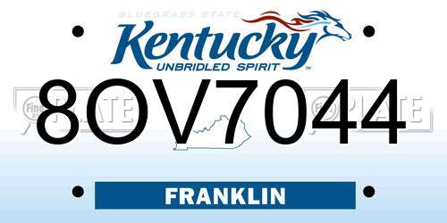 8OV7044 Kentucky License Plate