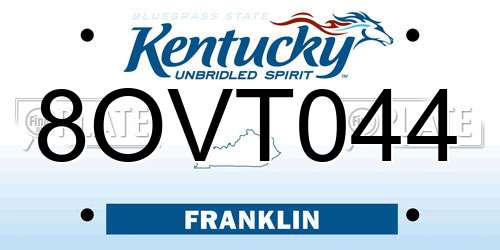 8OVT044 Kentucky License Plate
