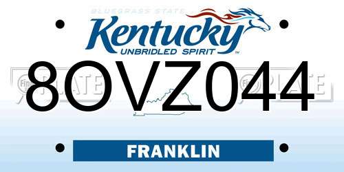8OVZ044 Kentucky License Plate