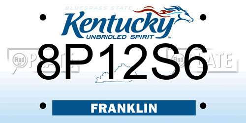 8P12S6 Kentucky License Plate