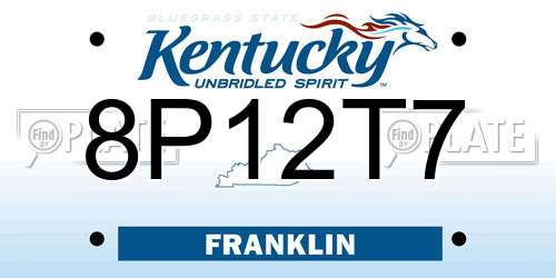 8P12T7 Kentucky License Plate
