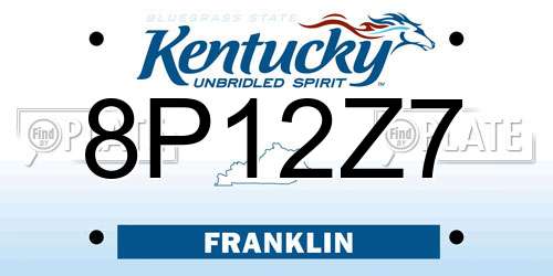 8P12Z7 Kentucky License Plate