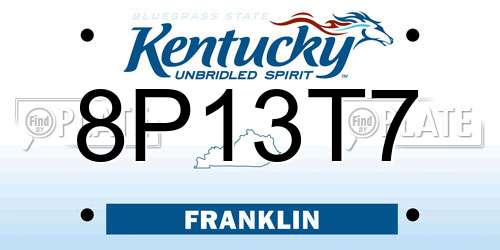 8P13T7 Kentucky License Plate