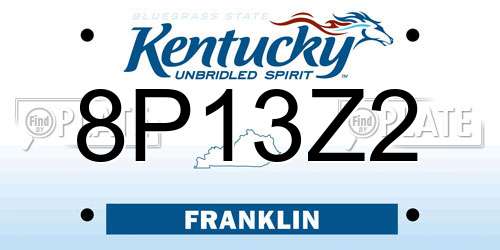 8P13Z2 Kentucky License Plate