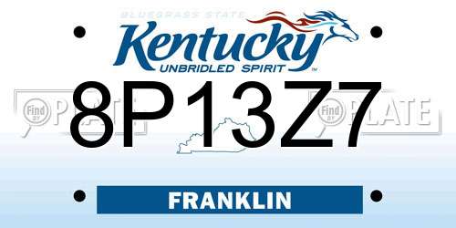 8P13Z7 Kentucky License Plate