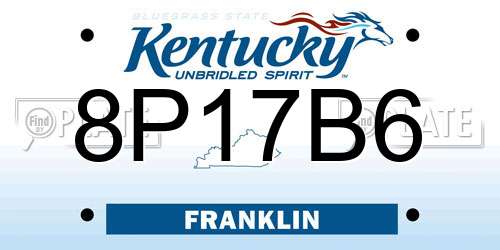 8P17B6 Kentucky License Plate